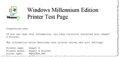 i mellemtiden Råd universitetsområde Getting Started > Printers > Windows 95/98/Me > Windows Me test page